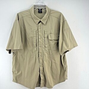 Propper Tactical Shirt Men's L Khaki SS Safari Travel Hike Cargo‎ Utility